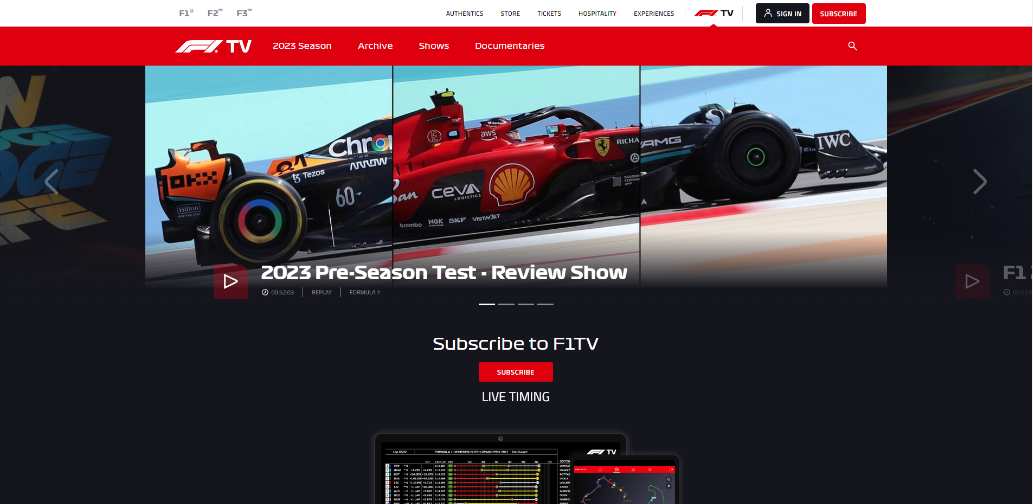 F1 TV Proのイメージ